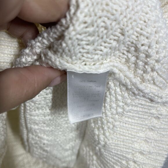 Talbots Knit Ivory Sweater Women Petite Small Button Ballon Sleeve Cable Knit - Picture 6 of 12